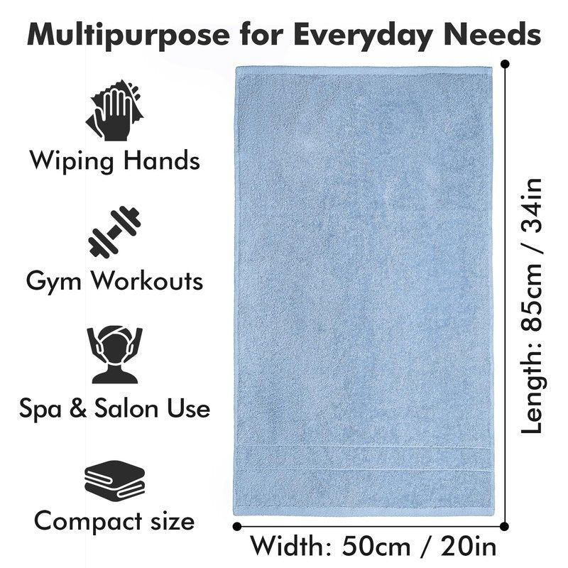 Novo Home 100% Cotton Hand Towels for Bathroom – Soft & Absorbent Towel Set– Pack of 6 Small Towel (34x20in) – Quick Dry Luxury Cotton Hand Towels – Sky Blue