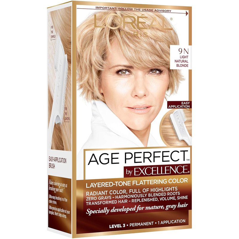 L'Oreal Paris Age Perfect Hair Color - 9N Light Natural Blonde | Permanent Formula, 1 Kit