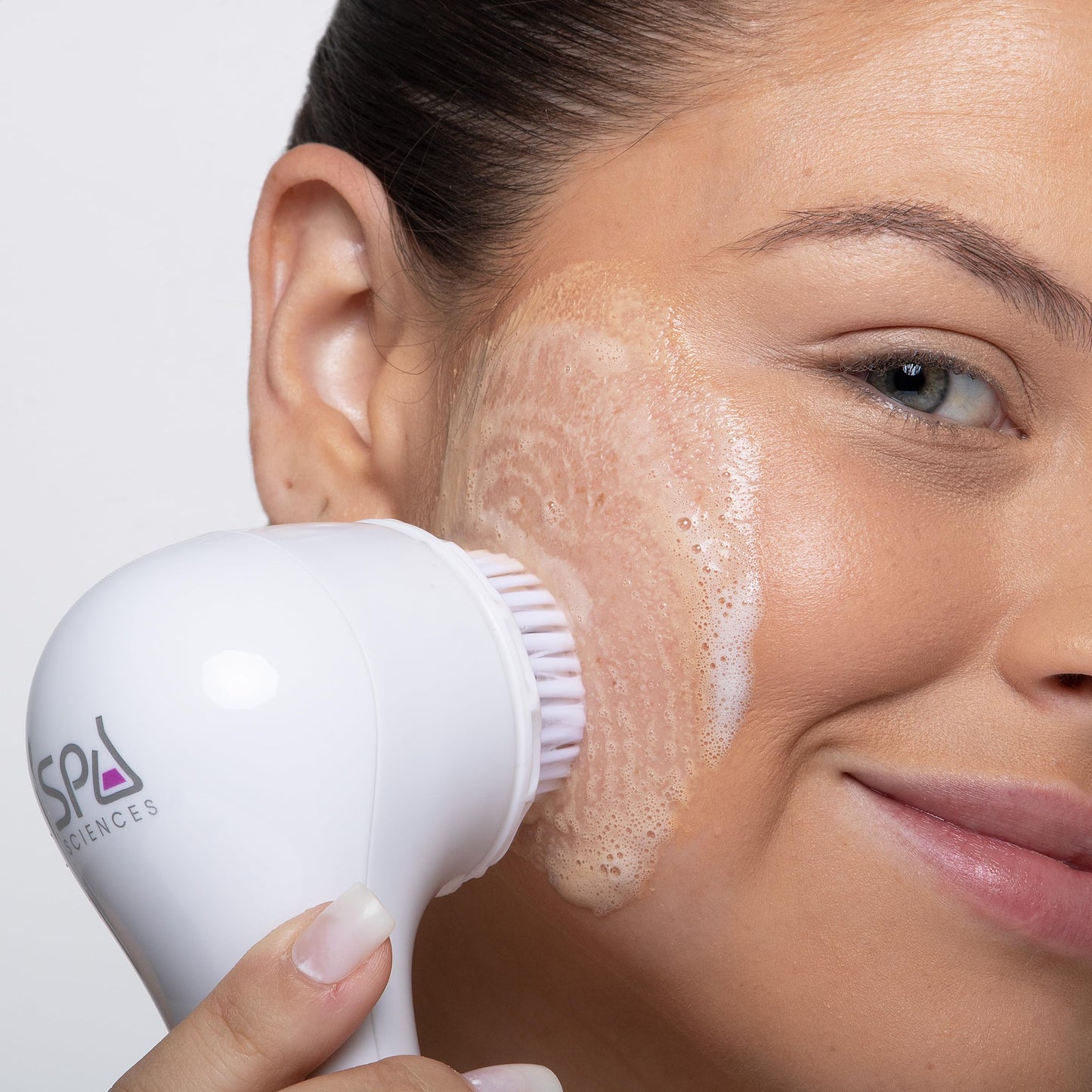 Spa Sciences - NOVA - Cleansing Brush with Bristles & Infusion System – Anti-Aging Facial Exfoliating, Waterproof, and USB Rechargeable