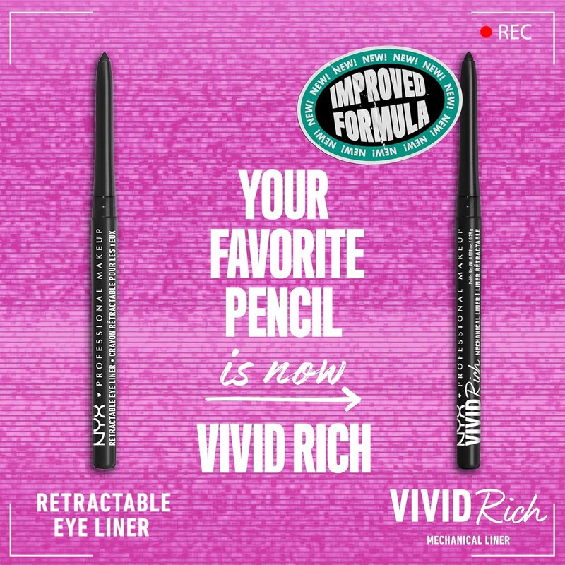 NYX PROFESSIONAL MAKEUP Mechanical Eye Pencil - Vivid Creamy Retractable Eyeliner | Always Onyx Black