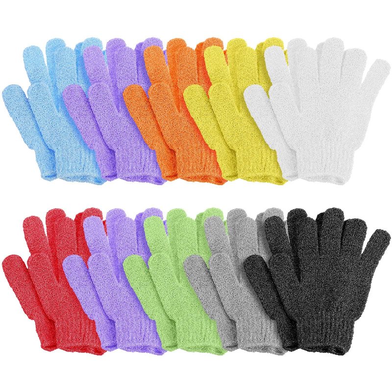 Moukeren 20 Pcs Exfoliating Bath Gloves 9 Colors Shower Scrub Exfoliating Body Bath Gloves Double Sided Bathing Glove for Women Men Spa Massage Skin Shower Bathing Accessories