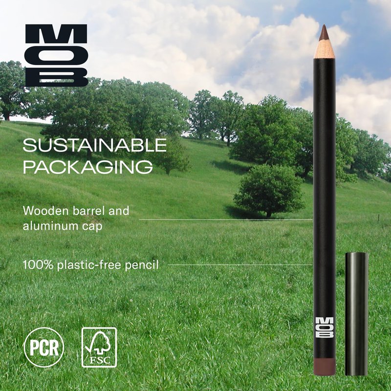 MOB Beauty Smooth Precision Waterproof Lip Liner, M147 Chocolate Port, 100% Natural Formula Long-Wearing Lip Pencil, Brown Lip Liner, Plastic-Free, Vegan, Cruelty Free