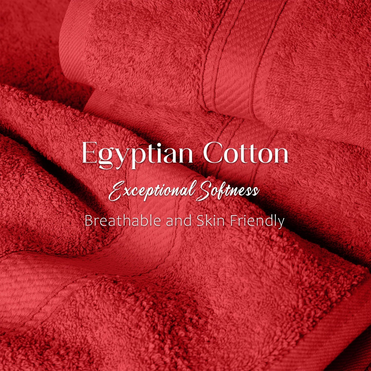 SUPERIOR Egyptian Cotton Pile 6 Piece Towel Set, Includes 2 Bath, 2 Hand, 2 Face Towels/Washcloths, Ultra Soft Luxury Towels, Thick Plush Essentials, Guest, Spa, Hotel, Red