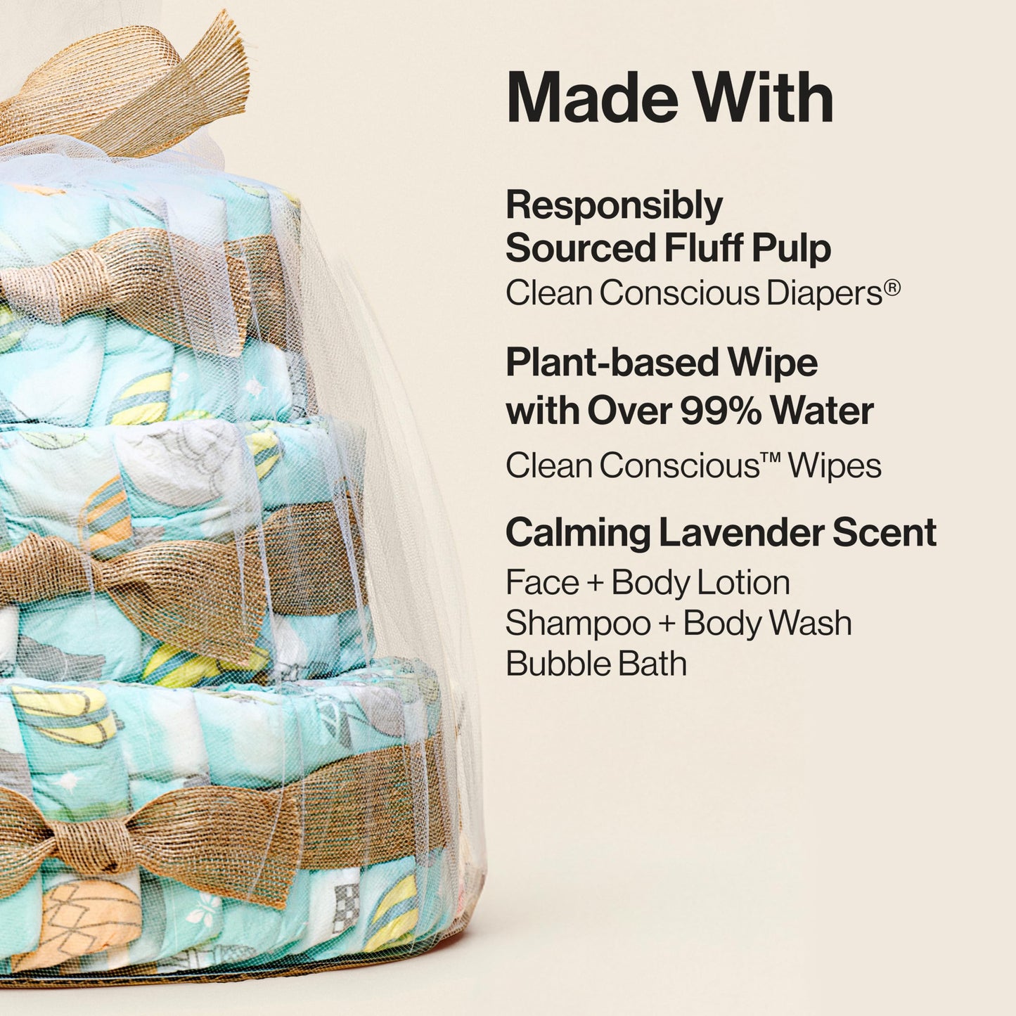The Honest Company Deluxe Diaper Cake Diapers Baby Personal Care Plant-Based Wipes Barnyard Babies Size 1 8-14 lbs 70 Count