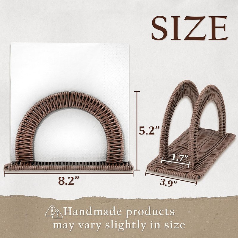 Rustic Paper Napkin Holder - Upright Dinner Napkin Dispenser | Dark Brown Resin Wicker Design