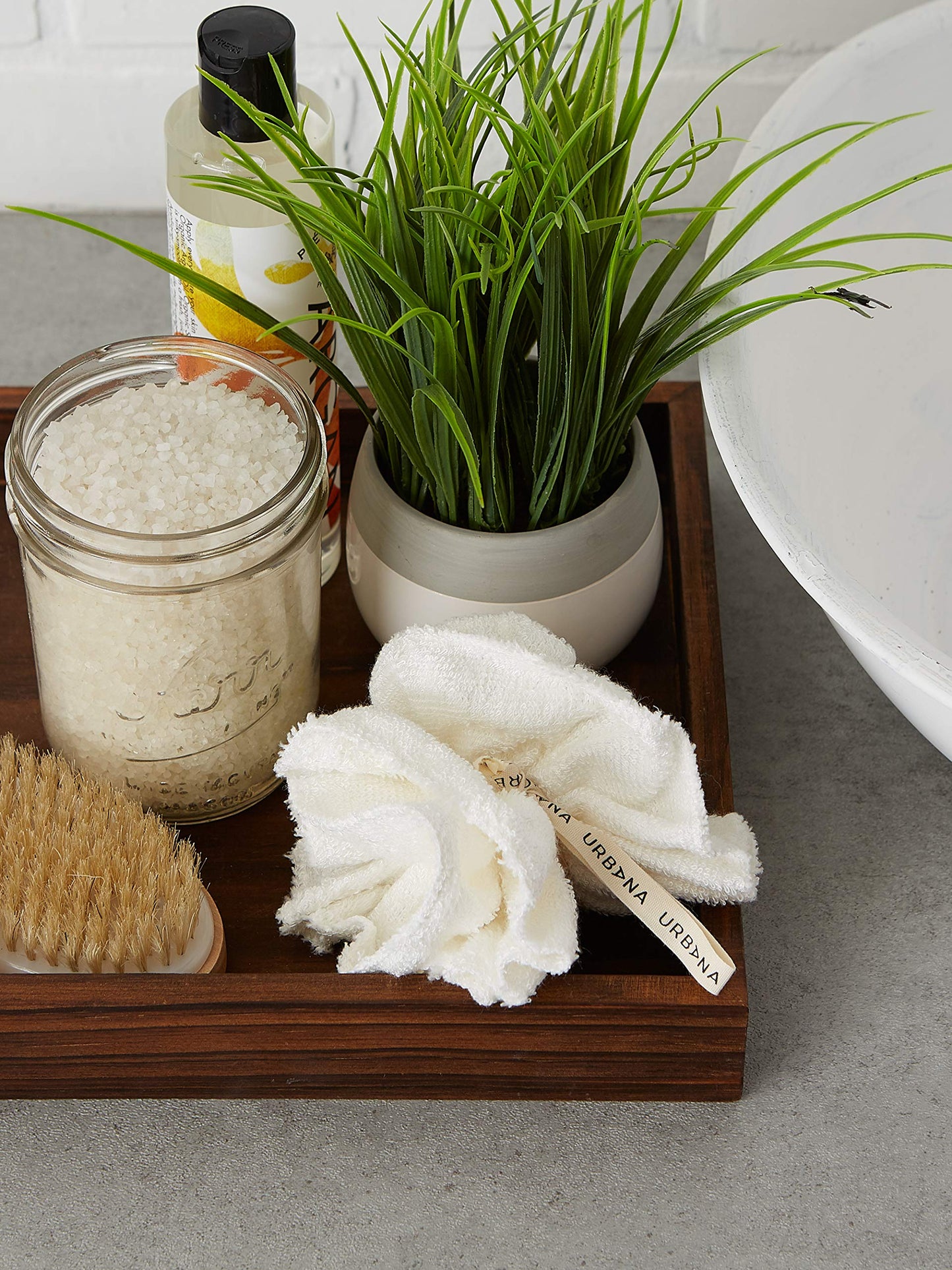 Urbana Spa Prive Bamboo Pouf, Natural & Reusable Creates Rich Lather Gentle Exfoliation