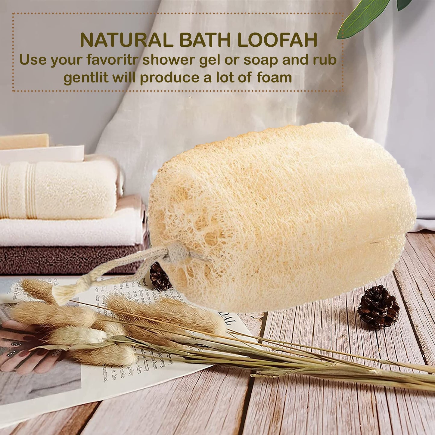 Natural Egyptian Shower Loofah Sponge Body Scrubber for Women & Men, Get You Clean and Not Just Spread Soap, Luffa Sponges are Skin-Friendly (Exfoliating, 2)