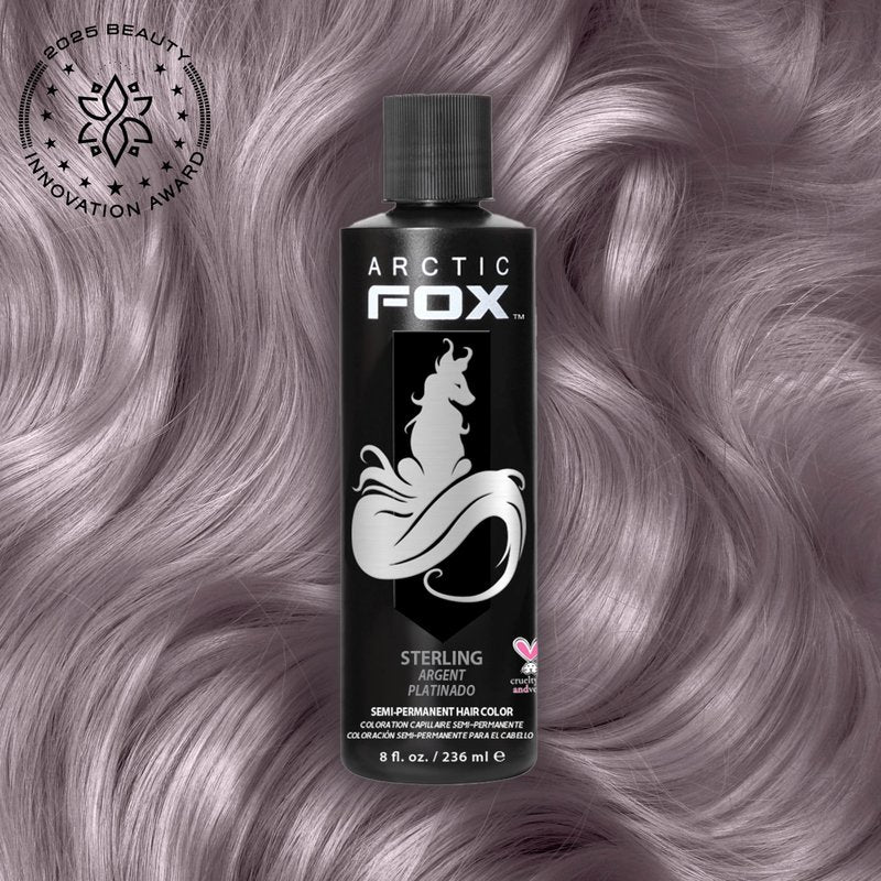 Arctic Fox Semi-Permanent Hair Dye, Vegan & Cruelty-Free, Pastel Silver Toner for Platinum Blonde, Conditioning Formula, Ammonia & Peroxide Free, STERLING, 8 Fl Oz (Pack of 2)