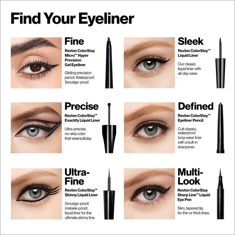 Revlon Skinny Liquid Eyeliner, ColorStay Eye Makeup, Waterproof, Smudge-proof, Longwearing with Ultra-Fine Tip, Black Out, 0.08 oz