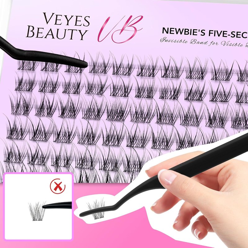 Lash Clusters Individual Eyelash Extensions - Thin Invisible Band | DIY Wispy False Eyelashes 8-16mm Mixed Length
