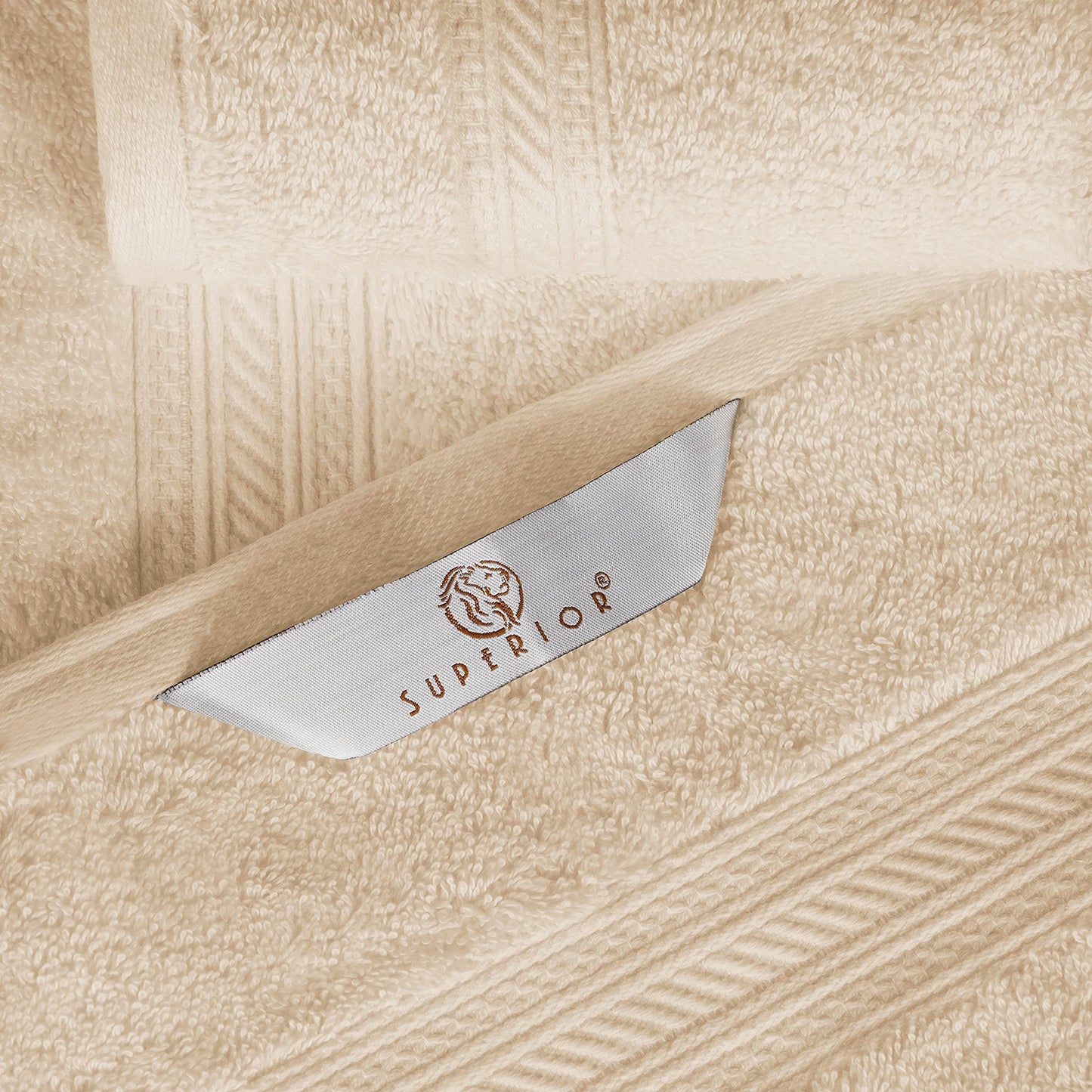 Superior Long Staple 100% Combed Cotton 700GSM 8-Piece Solid Towel Set for Bathroom, Shower, Kitchen-Super Soft, Assorted 8-Piece Towels, 4 Face/Washcloths, 2 Hand Towels, 2 Bath Towels, Almond