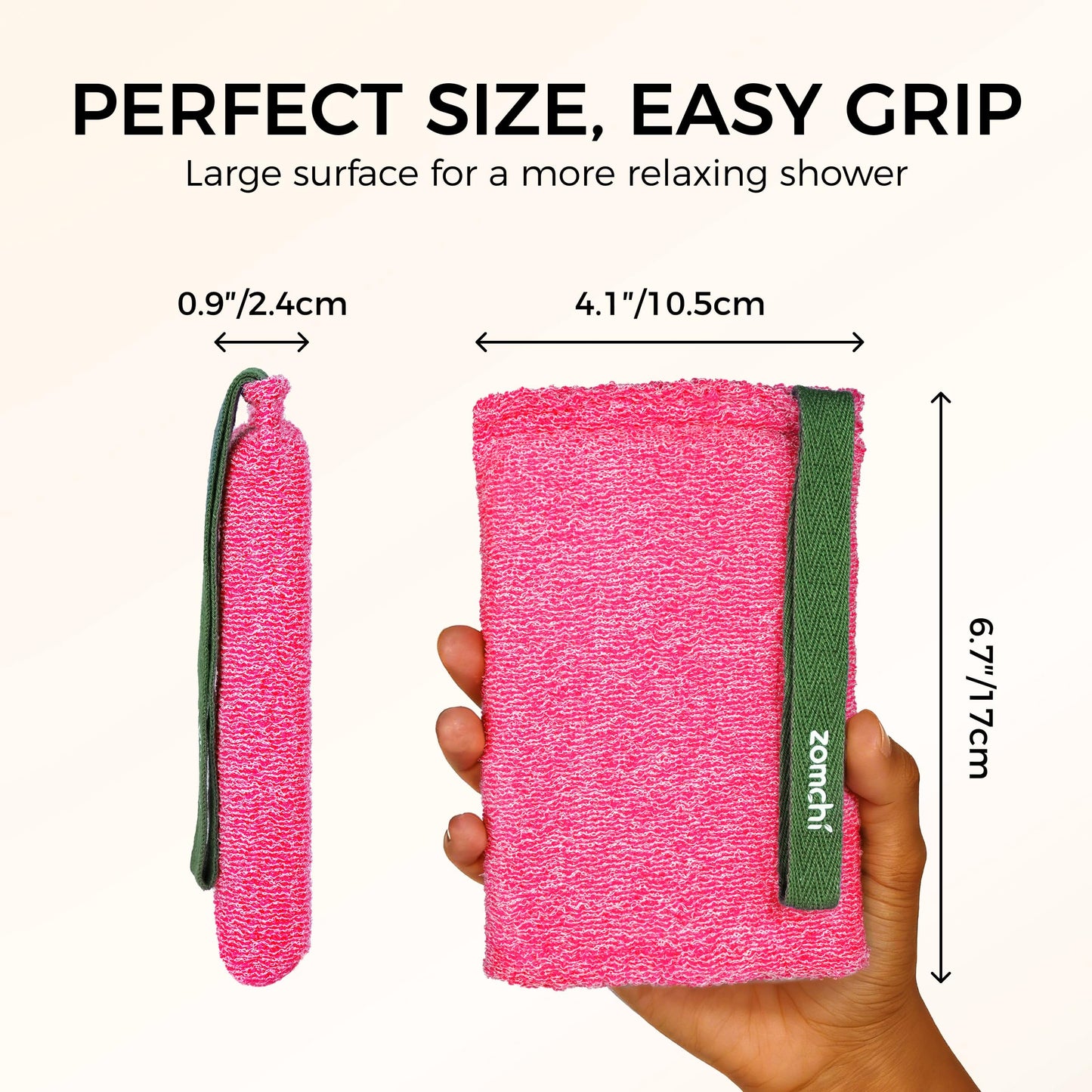 ZOMCHI Body Scrubber, Exfoliating Sponge with Different Levels, Body Exfoliator for Removing Dead Skin, Gentle & Deep Scrub for Women & Men (2-Pack, Pink)
