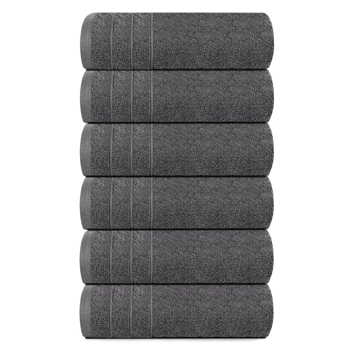 Tens Towels Pack of 6 Hand Towels, 100% Cotton, Lighter Weight, Quick to Dry, 16 x 28 Inches, Super Soft & Absorbent, Perfect for Bathroom & Kitchen, Dark Grey