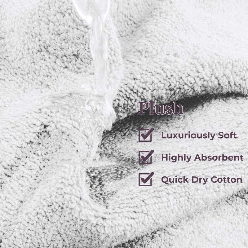 Lavish Home 6 Piece Bathroom Towels Set - 525GSM 100% Cotton Bathroom Essentials - 2 Bath Sheets, 2 Hand Towels, and 2 Wash Cloths for Bath, Shower, Gym, Spa, and Dorm Room (White)