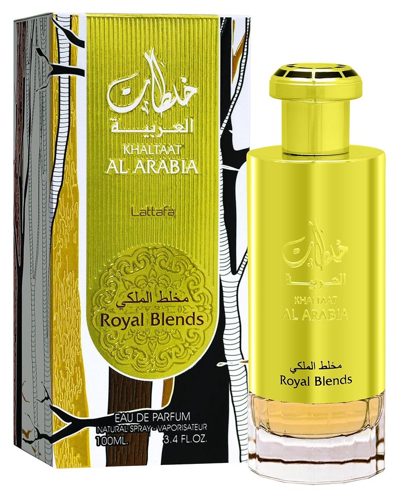 Lattafa Khaltat Al Arabia Royal Blends Gold – Fruity, Spicy, Woody, Amber – Eau de Parfum Spray Long-Lasting Fragrance for Unisex, 3.40 Ounce / 100 ml