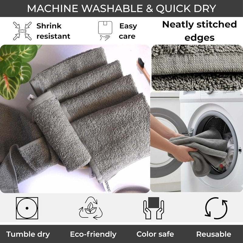 100% Cotton Wash Cloths by [Brand Name] - Soft & Absorbent 12"X12" Terry Towels | 6 Pack for Adults & Kids