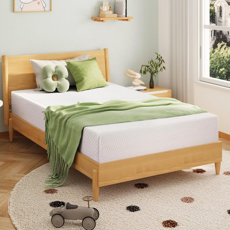 EGOHOME 8-Inch Twin Memory Foam Mattress - Cooling Green Tea Gel for Pressure Relief | CertiPUR-US Certified, 75''L x 38''W, White