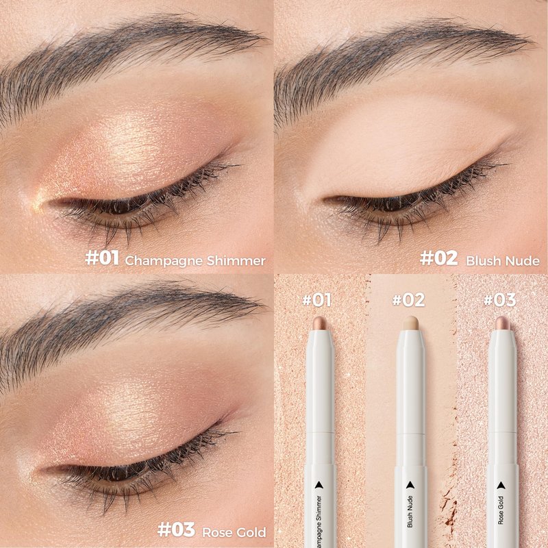 Exmiloo Cream Eyeshadow Stick Set - Waterproof Long-Lasting Eye Shadow Sticks with Shimmer & Matte Finish, 3 Colors Eyeshadow Set for Natural Everyday Looks, Vegan & Cruelty-Free