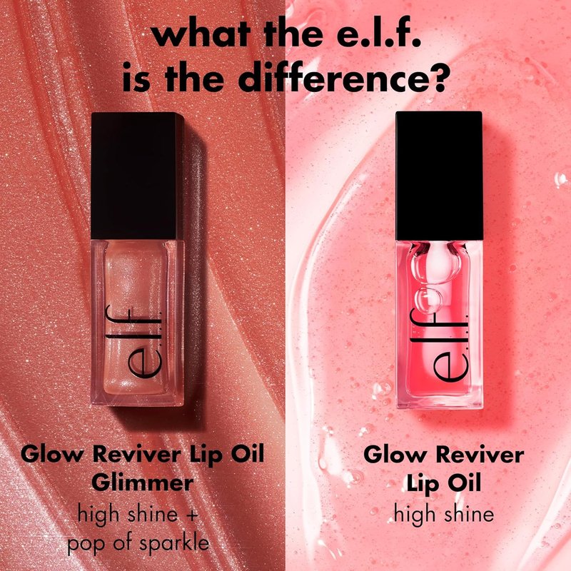 e.l.f. Glow Reviver Lip Oil - Nourishing Hydrating Lip Gloss with High-Shine Finish | Minty Scent, Non-Sticky, Vegan