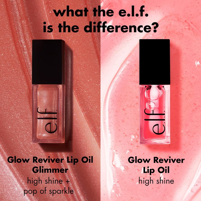 e.l.f. Glow Reviver Lip Oil, Nourishing and Hydrating with High-Shine Glimmer Finish & Sheer Wash Of Color, Minty Scent, Non-Sticky, Vegan & Cruelty-free, Opal-ogy Tour