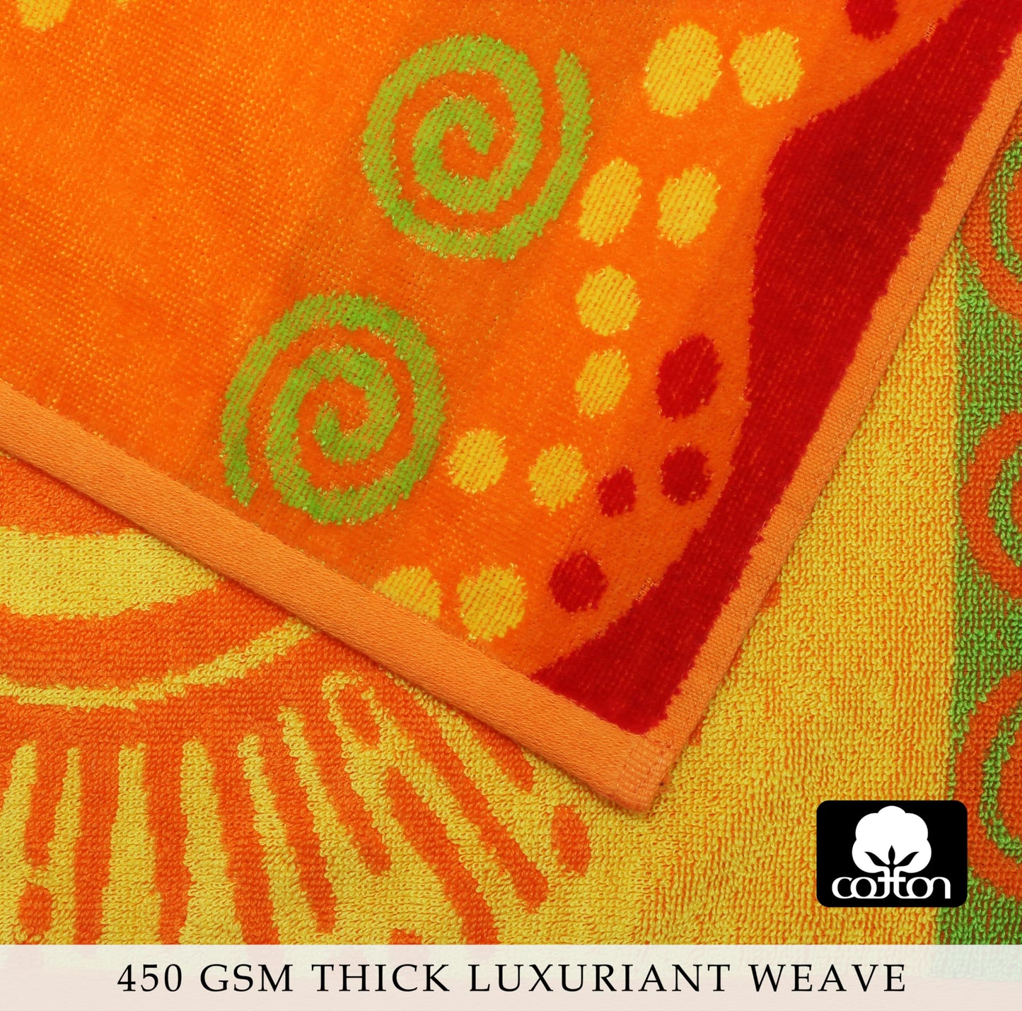 COTTON CRAFT Oversized Beach Towel for Two - 58x68 - Pure Cotton Jacquard Velour Extra Wide XL Beach Blanket Towel - Big & Huge Pool Bath 450 GSM Thick Plush Super Soft Luxury - Sunshine Orange Yellow