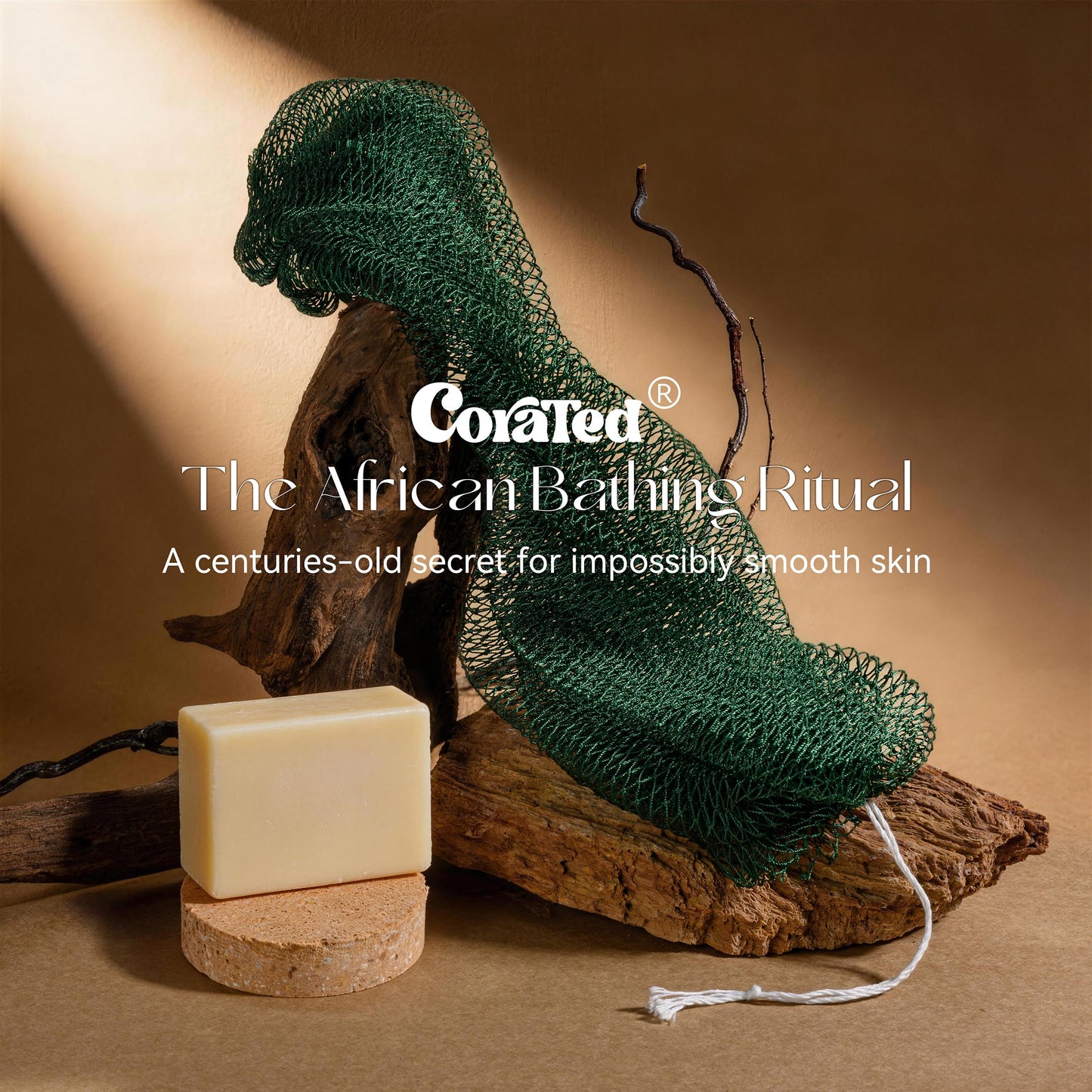 CORATED African Net Sponge Authentic with Knots, Shower Loofah Exfoliating Bath Sponge, Body Scrubber for Women and Men Daily Use Body Care, Travel Portable Bath Accessories Spa Gifts