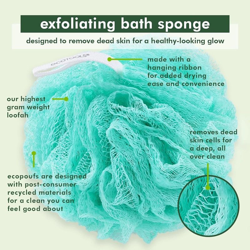 EcoTools Exfoliating EcoPouf - Gentle Body Scrubber for Smooth Skin | 1 Count
