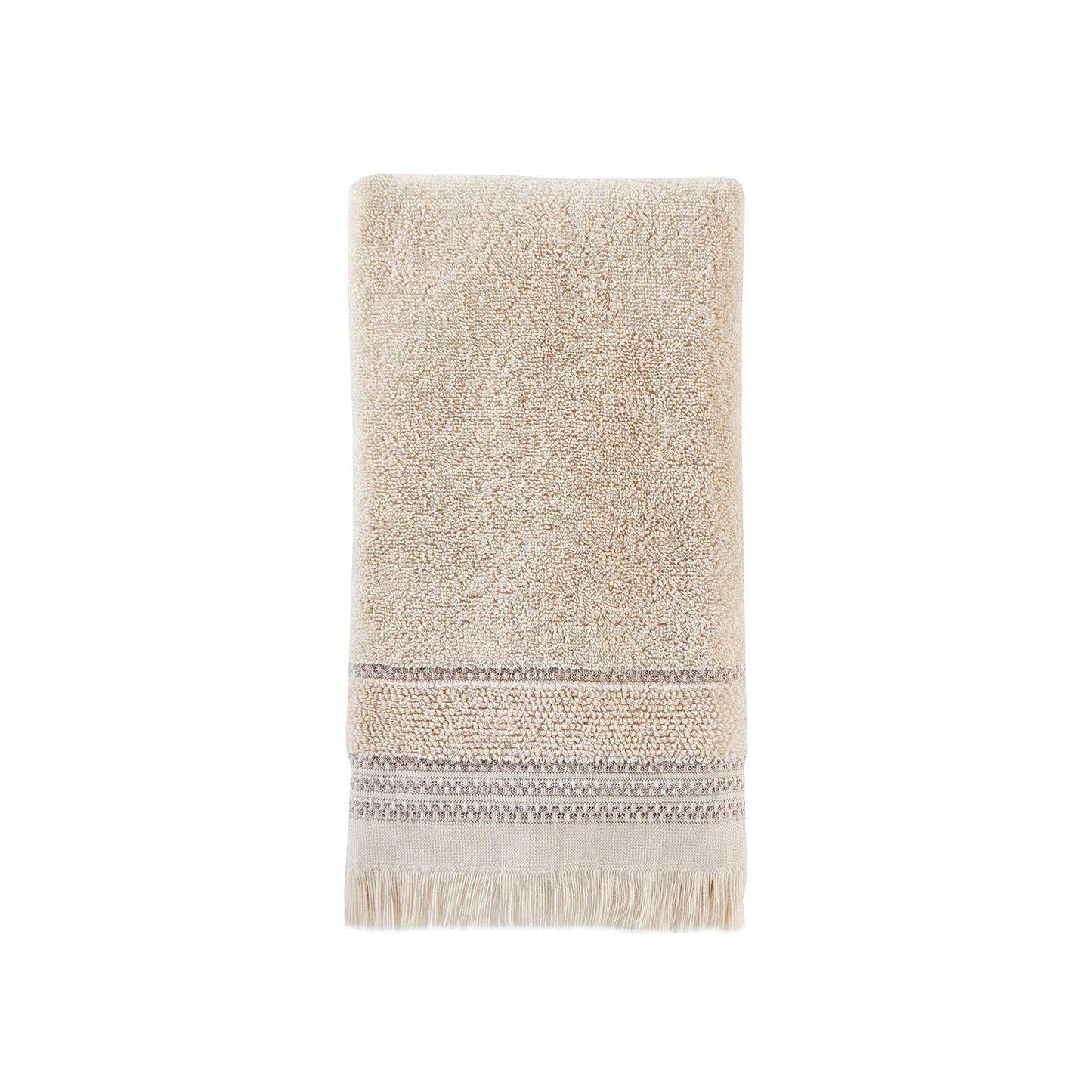 SKL Home Jude Fringe 100% Turkish Cotton Towel, Hand Towe Set, Taupe 2 Count