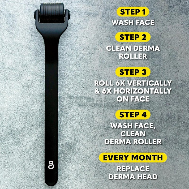 Beard Growth Oil & Microneedling Roller - 540 Titanium Needles for Face, Body & Scalp | Sandalwood & Cedar