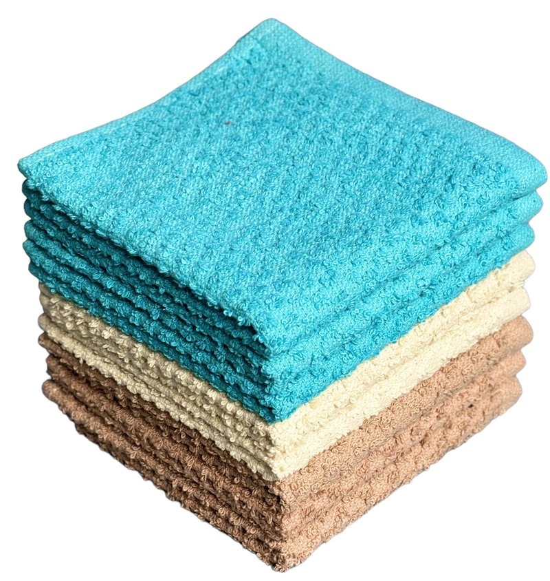 Petal Cliff Washcloths Set of 8 - Popcorn Weave Wash Cloth Designed to exfoliate Your Hands, Body or face - Extra Absorbent 100% Ring Spun Cotton Size 12" X 12".