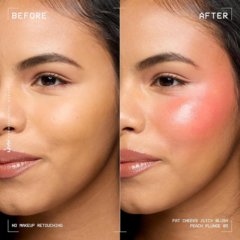 NYX PROFESSIONAL MAKEUP Fat Cheeks Liquid Blush - Buildable Dewy Formula for 12HR Wear | Peach Plunge