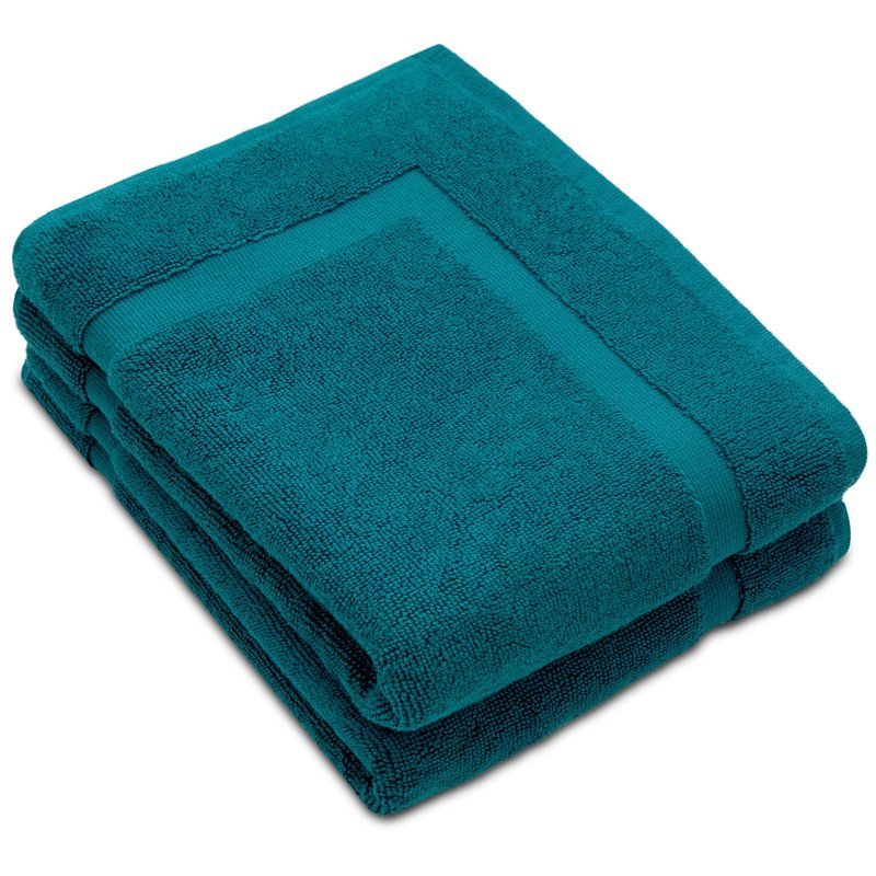 COTTON CRAFT Bath Tub Mats - 4 Pack 100% Cotton Ultra Absorbent Low Lint Plush Heavyweight 1000 GSM Luxury - Hotel Spa Shower Bathroom Towel Rug Step Out Floor Mat - Not a Bathroom Rug - 21x34 - Teal