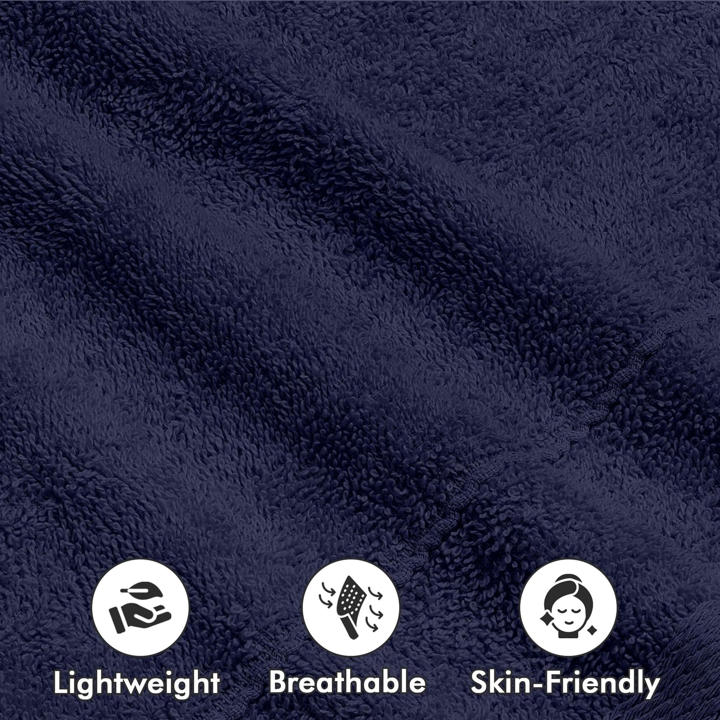 Novo Home Face Towels Pack of 12 – 100% Cotton Wash Cloths (12x12 inch) – Soft, Quick Dry & Highly Absorbent Hand Towels for Bathroom, Spa, Gym, Kitchen and for Daily Use - (Navy Blue)