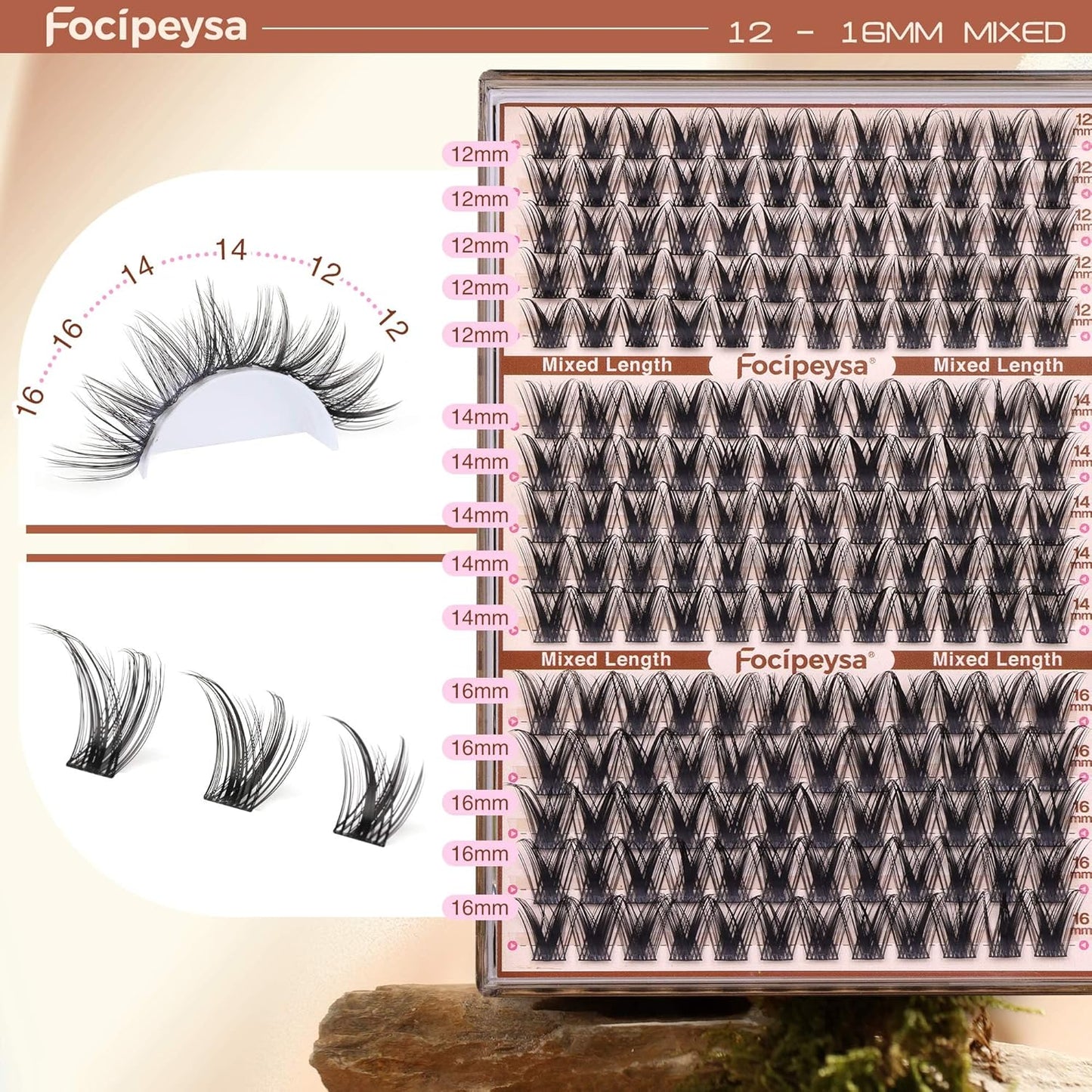 Wispy Lash Clusters - 12-16mm Natural Look Eyelash Extensions | DIY Fairy Lashes for Salon Effect