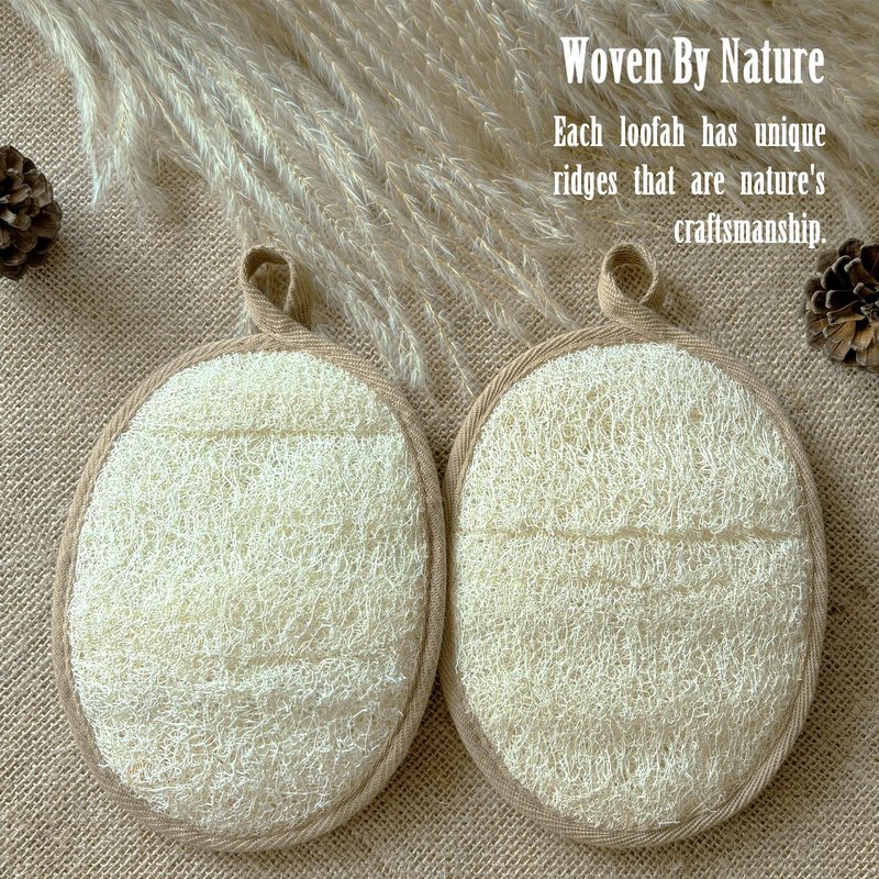 ReedChaCha Natural Loofah Sponge for Women & Men, Made with Biodegradable Egyptian Luffa, Plastic-Free Bath Sponge for Exfoliating Dead Skin, Lightly Abrasive Natural Loofah Body Scrubber for Shower