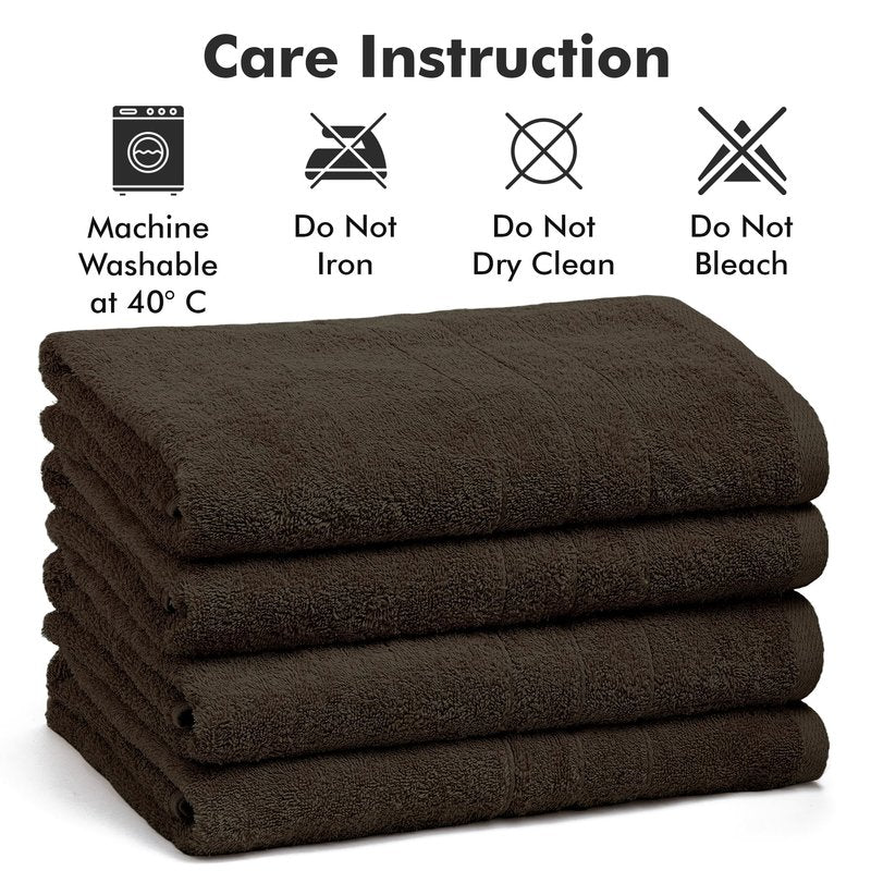 Novo Home Bath Towels Set of 4 – 100% Cotton Dark Brown Extra Large Towels for Bathroom, Spa Use (55x28 in) – Super Soft and Quick Dry Large Bath Sheets for Adults