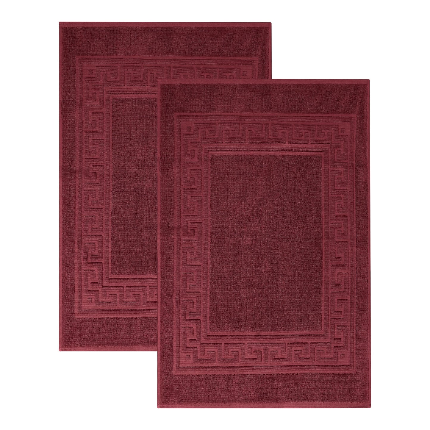 Superior Heavyweight Cotton Bath Mats, 2-Piece Rugs For Bathroom Accessories, Washable Rug For Shower, Toilet, Modern Decor, No Backing, Luxury Hotel And Spa Quality, Set of 2, 22" x 35", Burgundy
