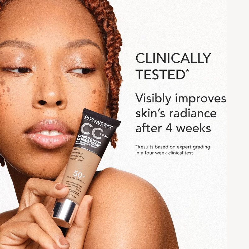 Dermablend Continuous Correction CC Cream Foundation SPF 50+ - Full Coverage, Oil-Free Makeup