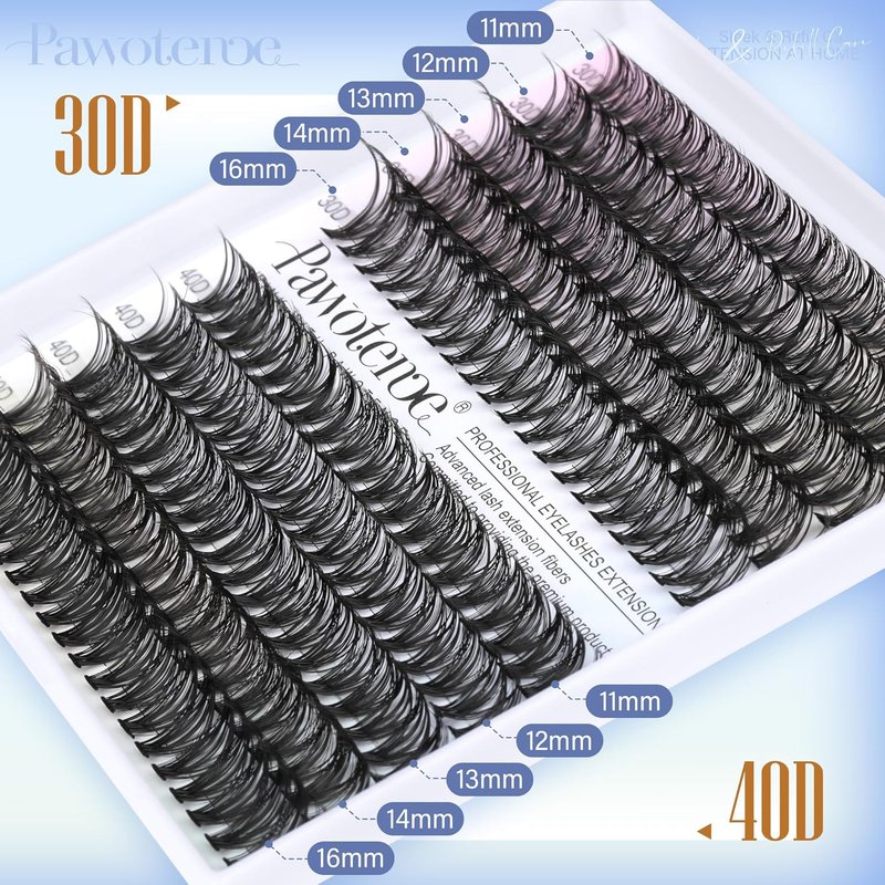 Pawotence Lash Clusters - 200pcs Individual Eyelash Extensions | 30D & 40D, 11-16mm for Self Application