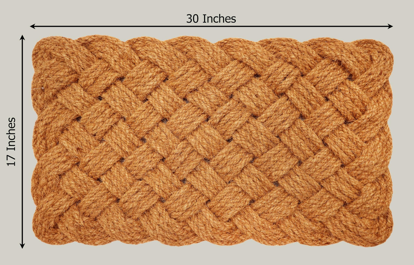 Croft&Cane Rope Woven Doormat - Set of 2 Natural 17x30 Inches Handmade Coir Entryway Mat - Nautical Interwoven Rope Design - Heavy Duty Coconut Fiber Door Mat for Indoor Outdoor Use