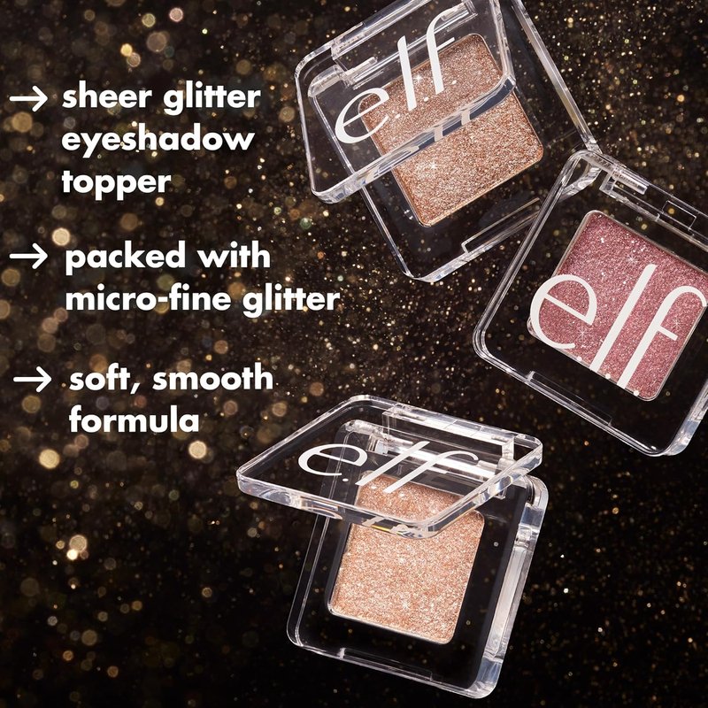 e.l.f. Fine As Fleck Glitter Eyeshadow - Long-Lasting Sheer Makeup with Shimmer Finish | Vegan & Cruelty-Free, White Hot