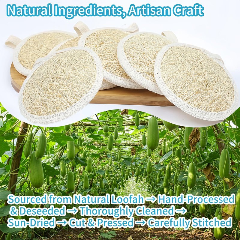 Natural Loofah Face Scrubber,Exfoliating Facial Scrub Pads Made from Organic Luffa for Women and Men (3.35", 6Pack)