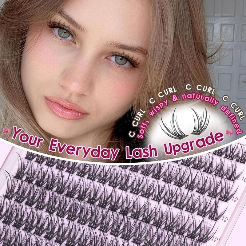 Natural Lash Clusters - Wispy C Curl Eyelash Extensions | 10-16MM Flexible Band for DIY Applications