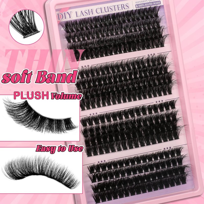 Skiennix 280Pcs Wispy Lash Clusters Kit - 60D to 120D D Curl Individual Lashes, 8-16mm DIY Extensions with Bond & Seal, Tweezers Included