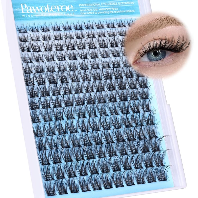 Pawotence Wispy Lash Clusters - Natural Individual Eyelash Extensions | 154pcs, 8-16mm Soft & Comfortable