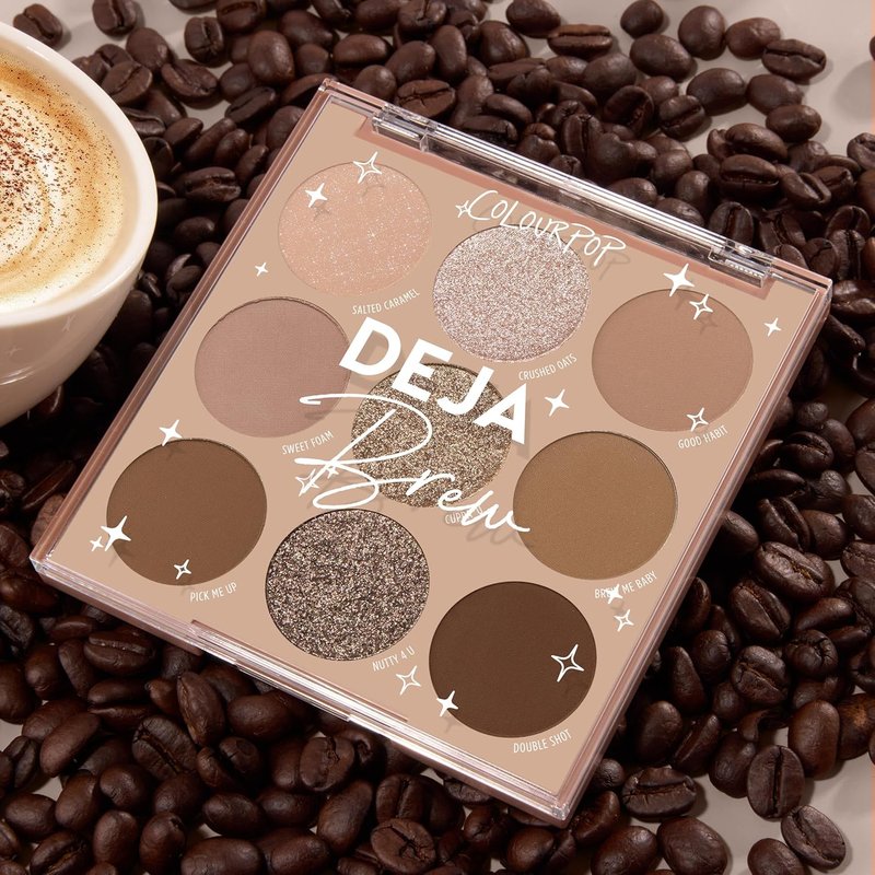 ColourPop Deja Brew Eyeshadow Palette - High-Pigment Cool-Toned Nude Shades | Matte & Metallic Finishes (0.3 oz)