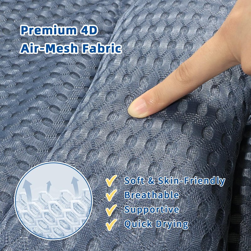 Bath Pillow, Bath Pillows for Tub Neck and Back Support, Bathtub Pillows for Head and Neck with 6 Strong Non-Slip Suction Cups, 4D Air Mesh, Bath Accessories Spa Gifts for Women(Blue)