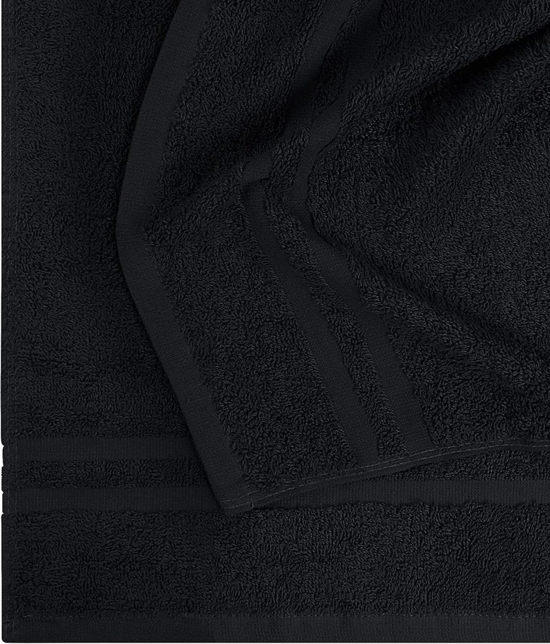 Cotton Bleach-Proof Salon Towels - 100% Cotton Hand Towels for Gym | 16x27 Inches, Black, 24 Pack