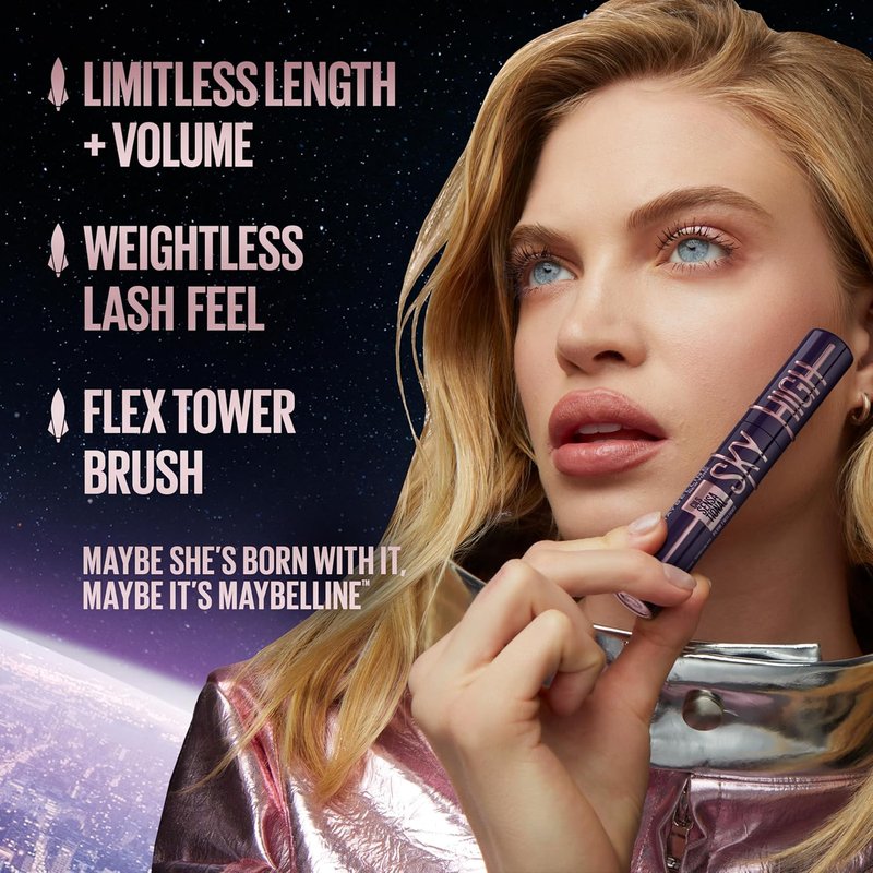 Maybelline Lash Sensational Sky High Mascara - Volumizing & Lengthening Formula, Cosmic Black, 1 Count