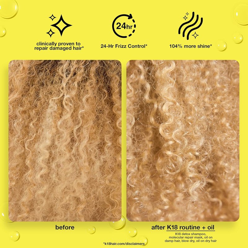 K18 Detox Shampoo & Hair Oil Bundle - Color Safe Clarifying Shampoo (8.5oz) & Strengthening Oil (30ml)